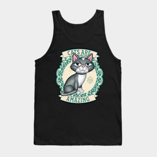 Beautiful Gray White Kitty with Green Wreath Cats are amazing Tank Top